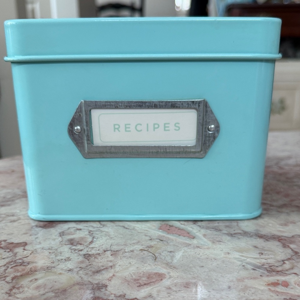 NWOT~Vintage Martha Stewart Teal Recipe Box W/Divider Cards/60 New Recipe Cards